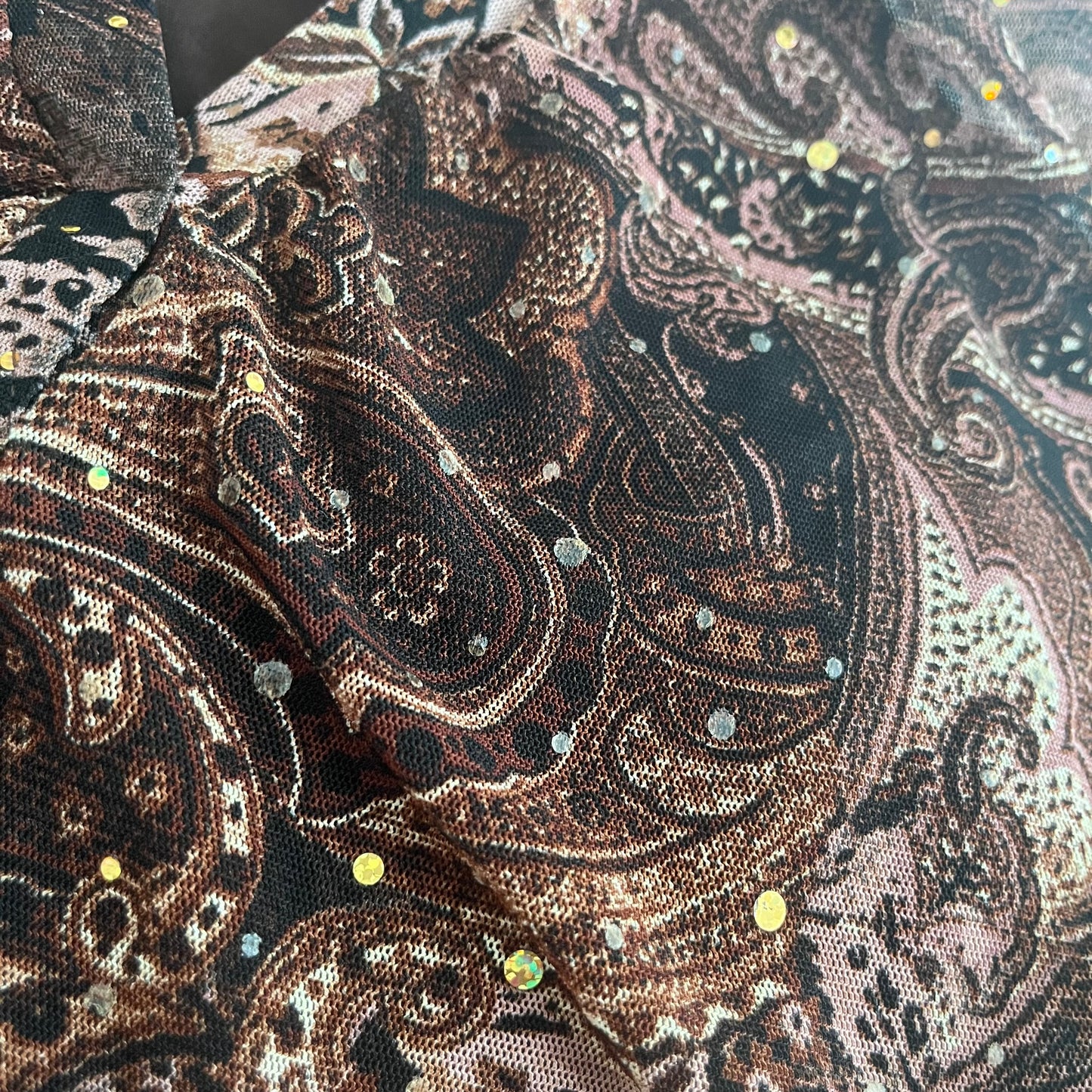 Vintage Paisley Mesh Top M