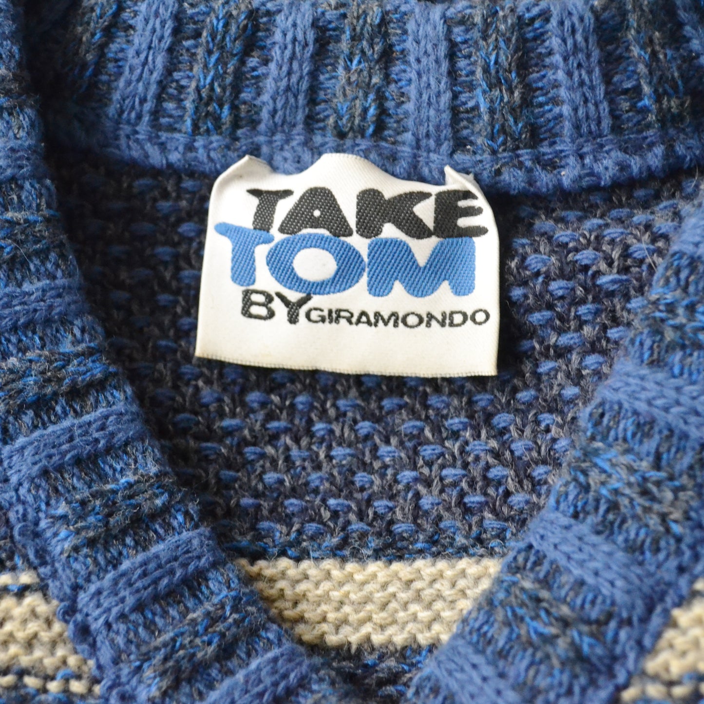 Vintage Blue V Neck Jumper L