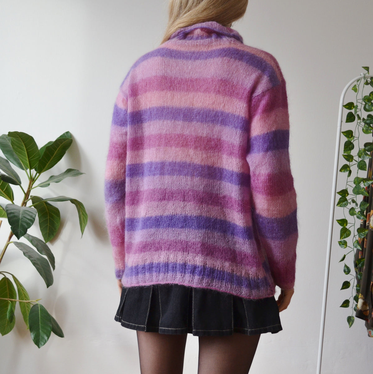 Vintage Pastel Stripe Roll Neck