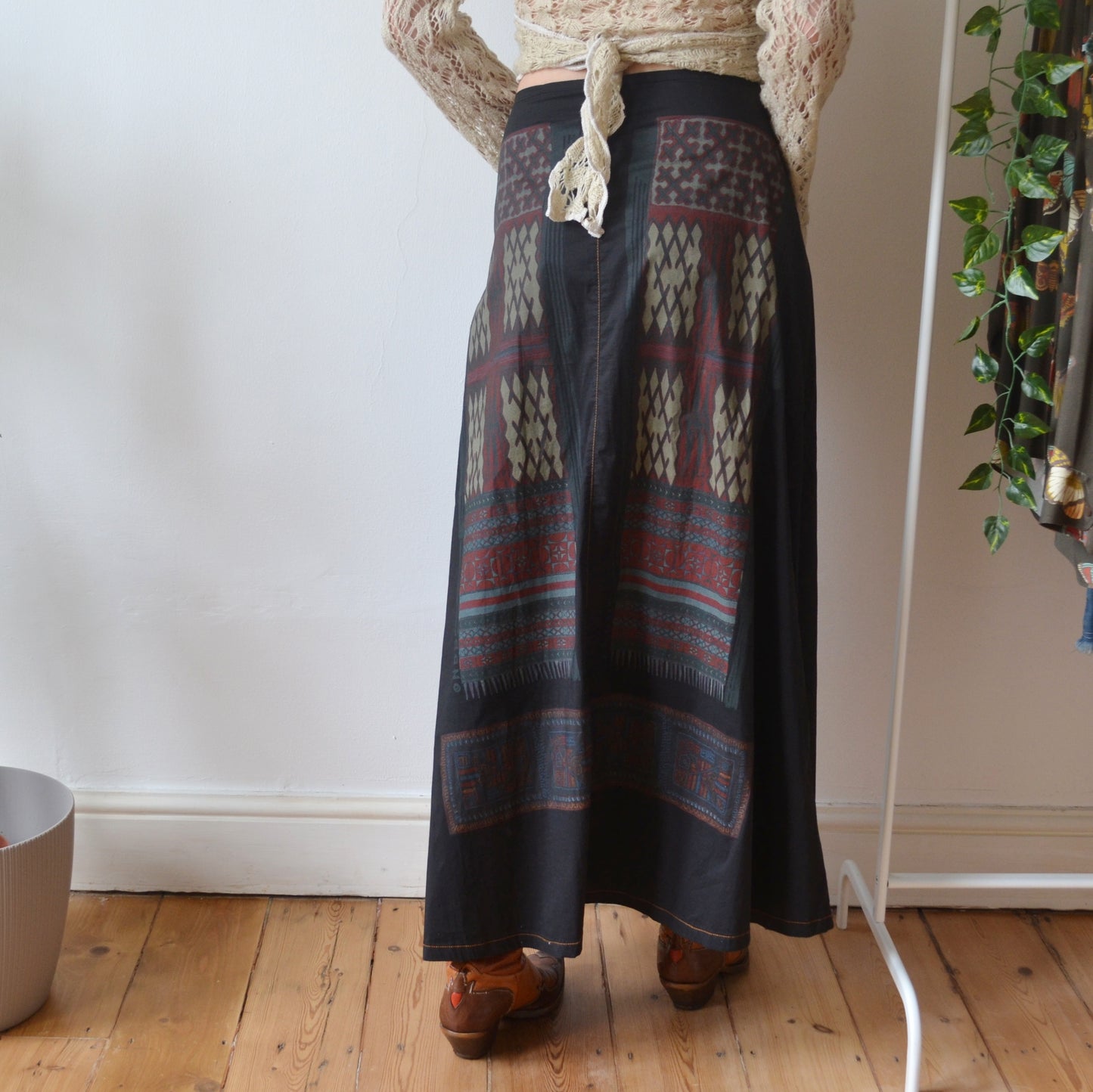 Vintage Boho Maxi Skirt L