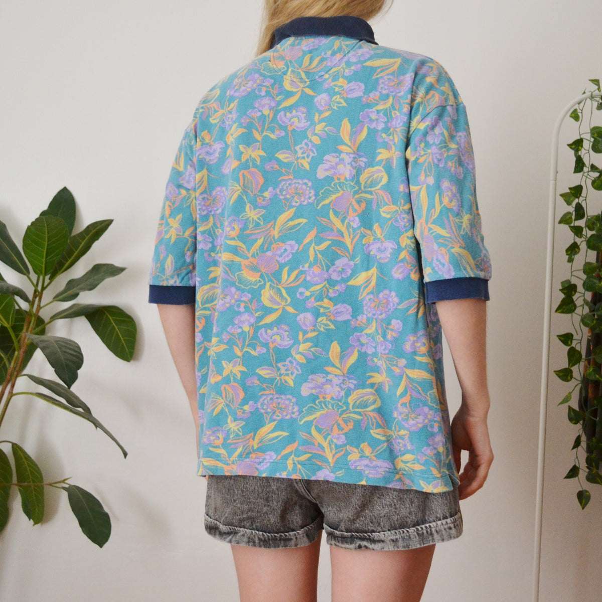 Vintage Floral Polo Top L