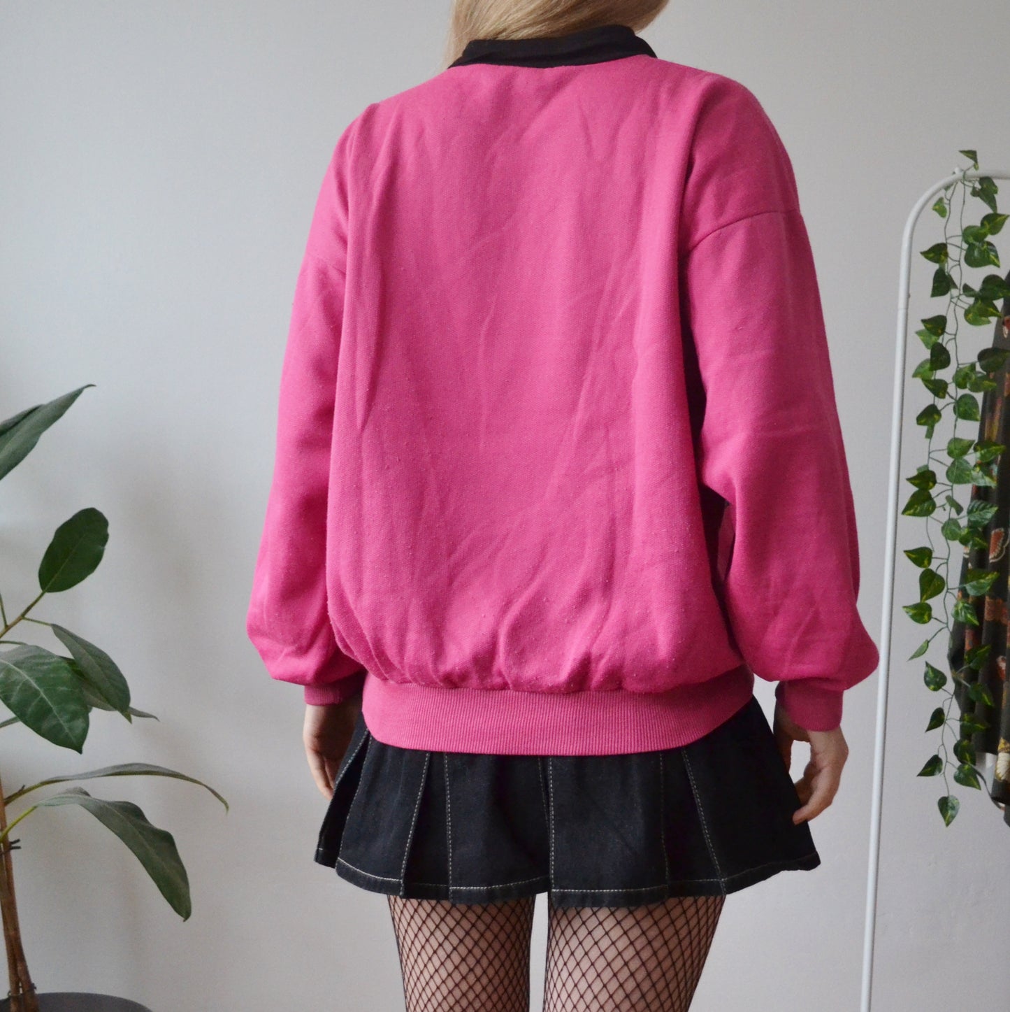 Vintage Pink Polo Sweatshirt L