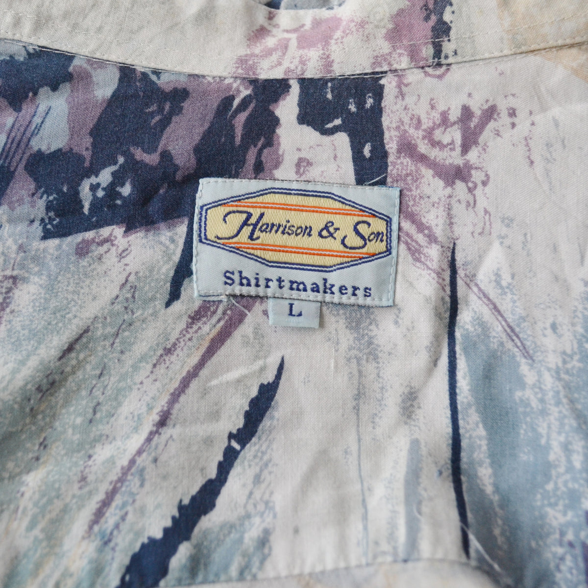 Vintage Blue Abstract Shirt L