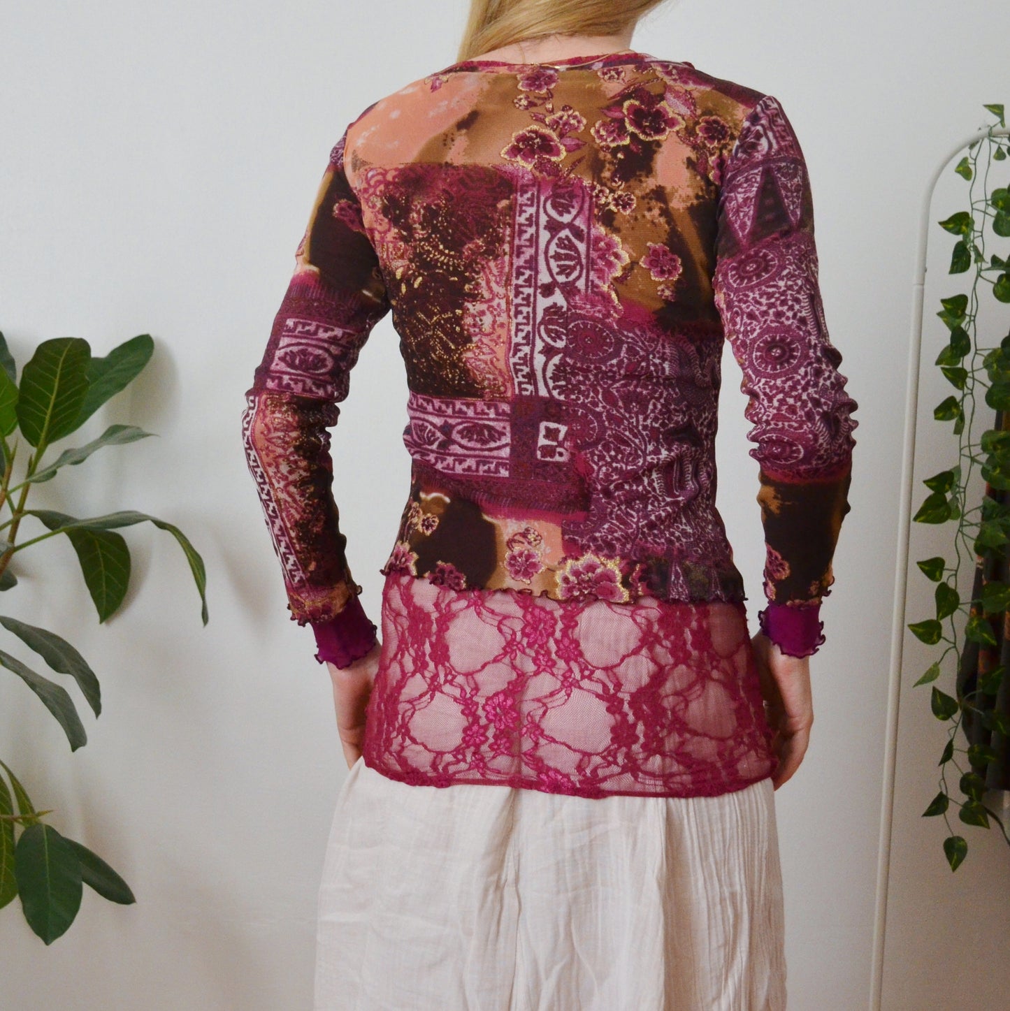 Vintage Y2K Layered Mesh Top M