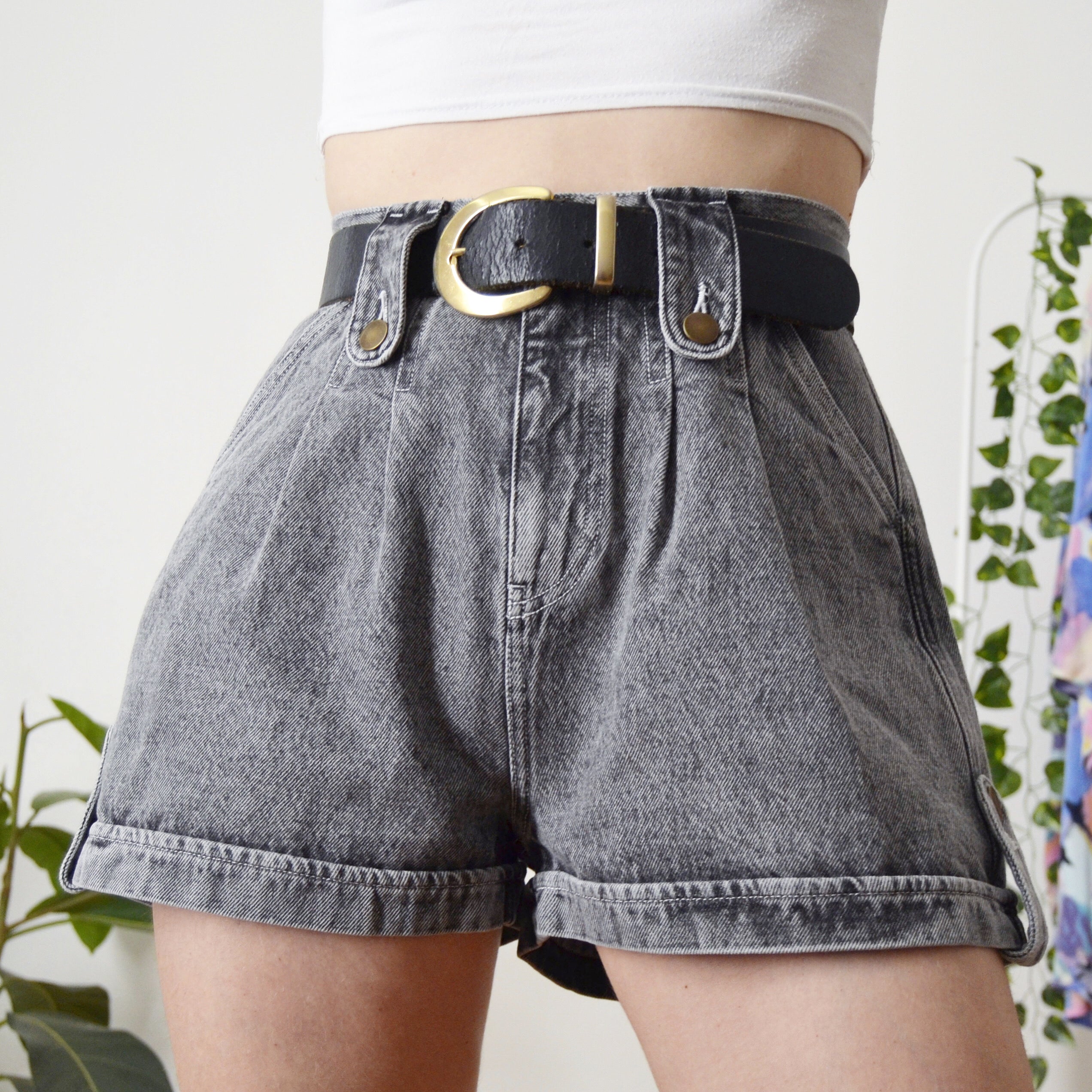 Shorts with buckle on sale belt