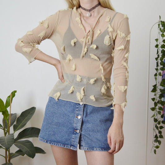 Nude mesh top M