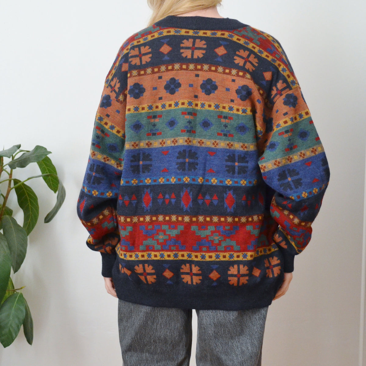 Vintage Geometric Cardigan L