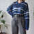 Vintage Blue V Neck Jumper L