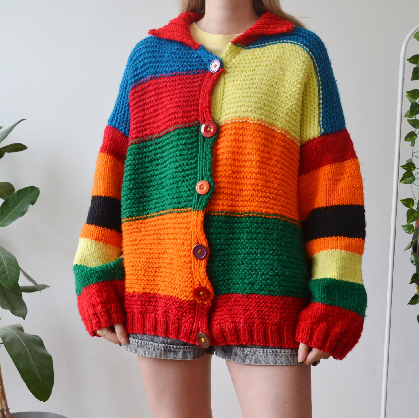 Vintage Rainbow Stripe Cardigan XL