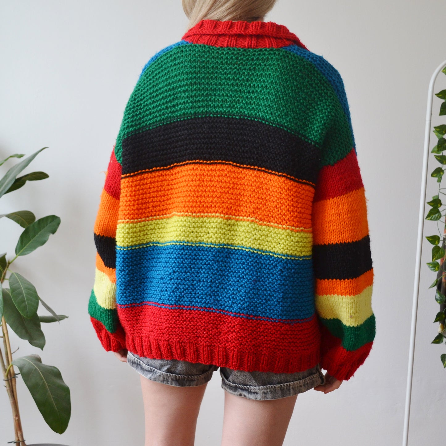 Vintage Rainbow Stripe Cardigan XL