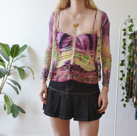 Vintage Cami And Cardigan Set S