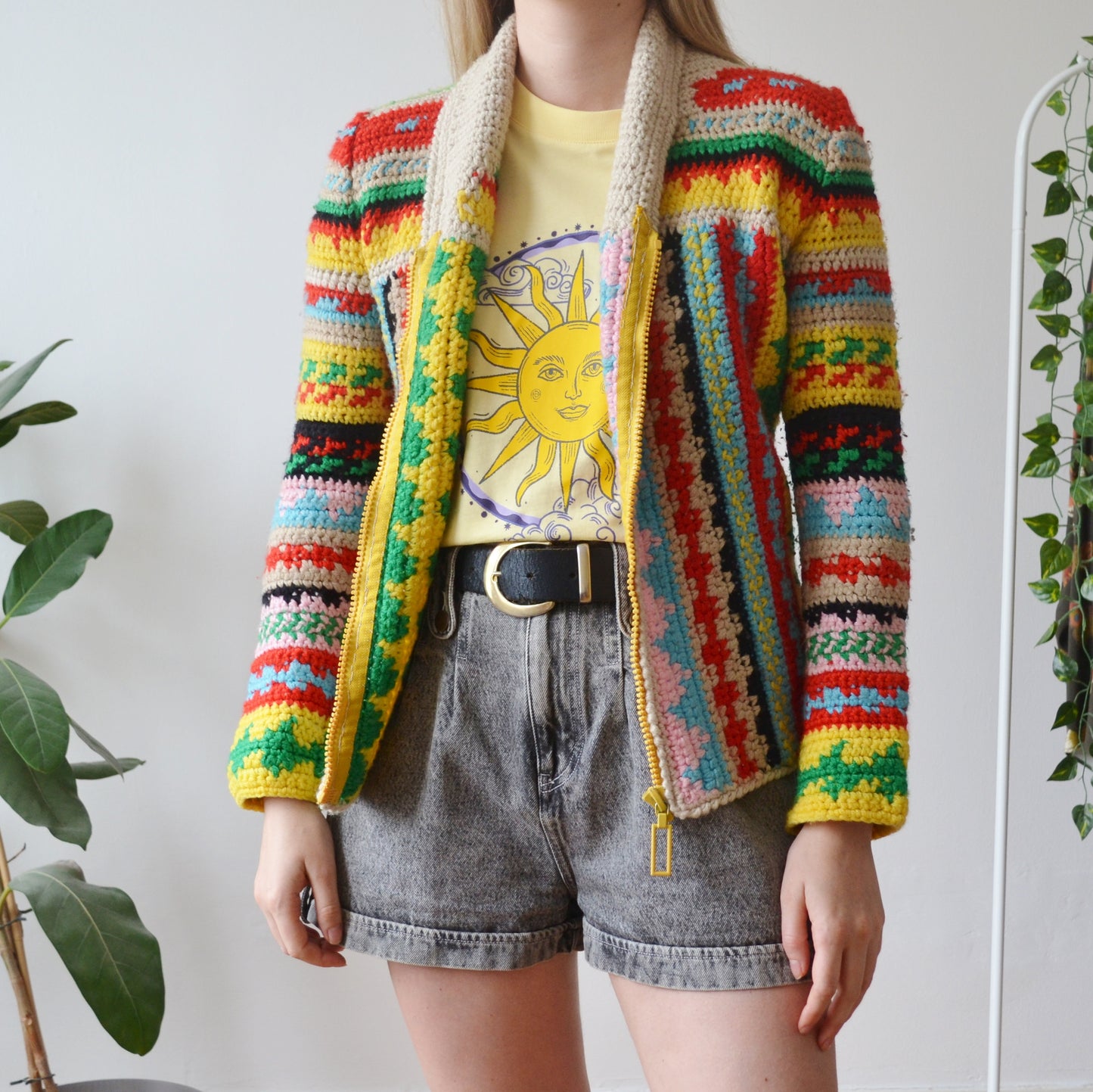 Vintage Knitted Zip Up Cardigan