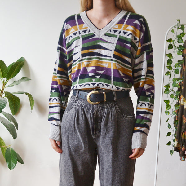 Vintage V Neck Jumper L