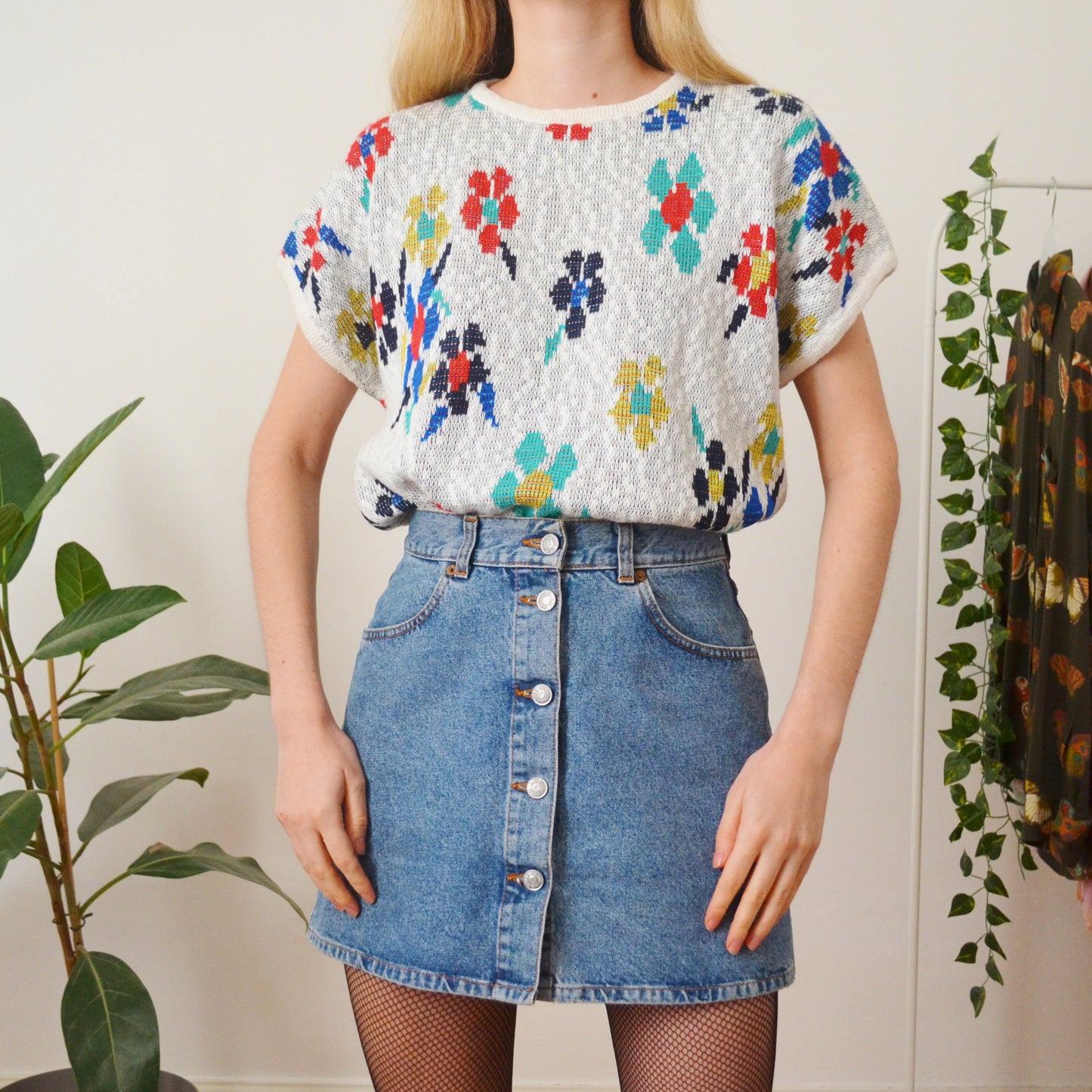 Floral knit top M