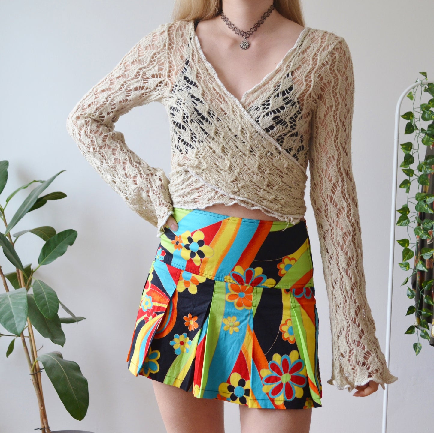 Vintage Psychedelic Mini Skirt S