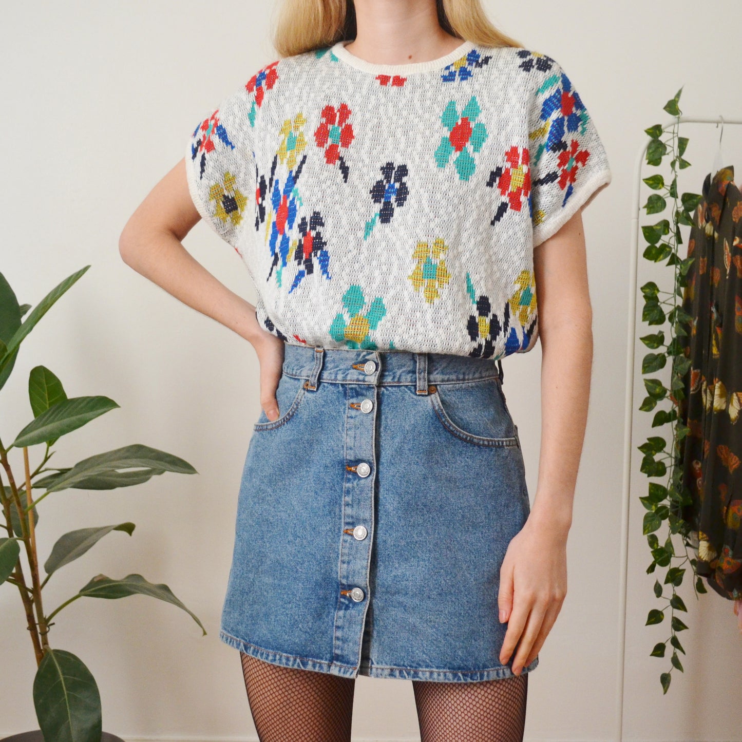 Floral knit top M