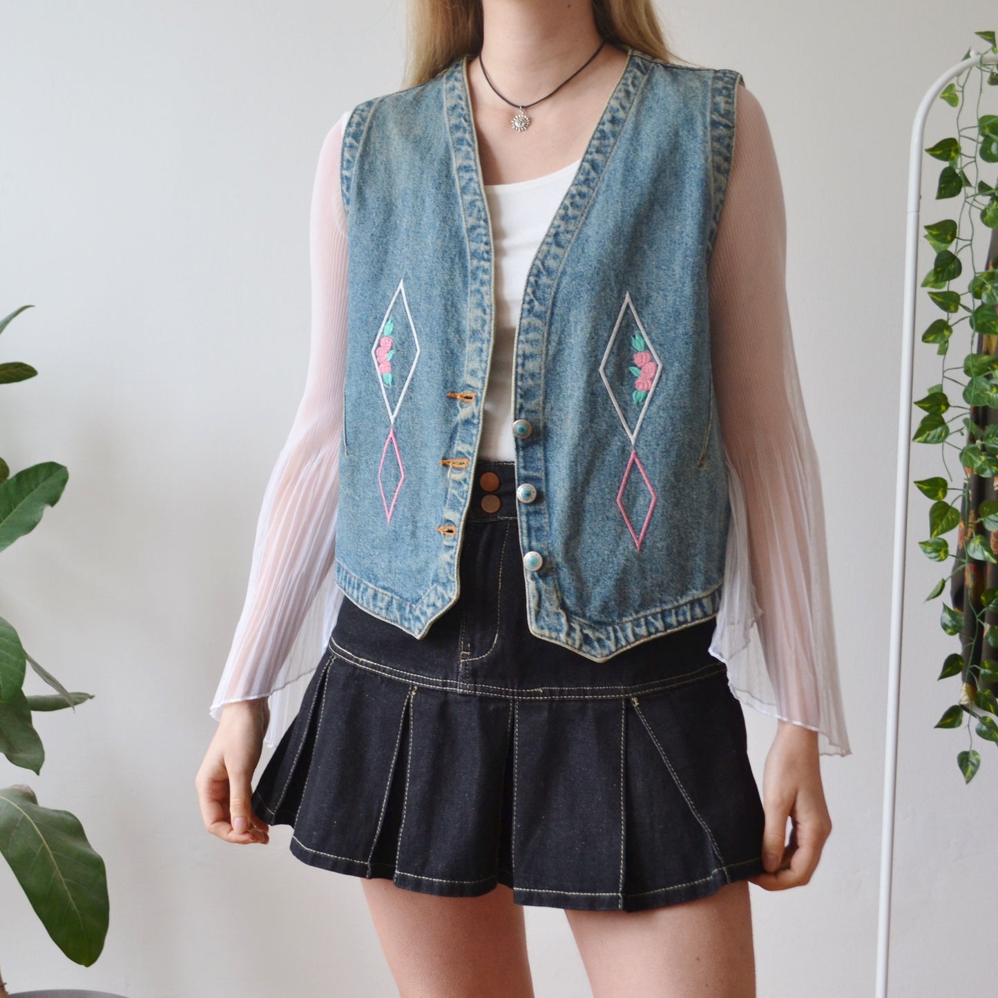 Vintage Denim Waistcoat L