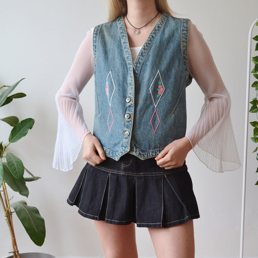 Vintage Denim Waistcoat L