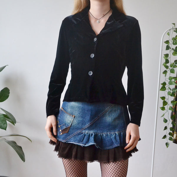 Black velvet blouse M