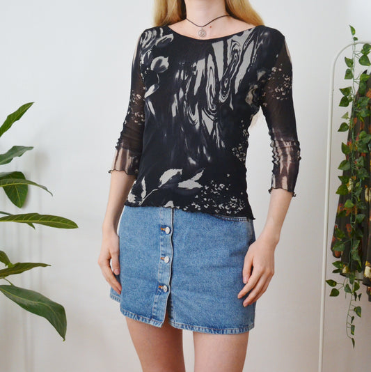 Monochrome mesh top M