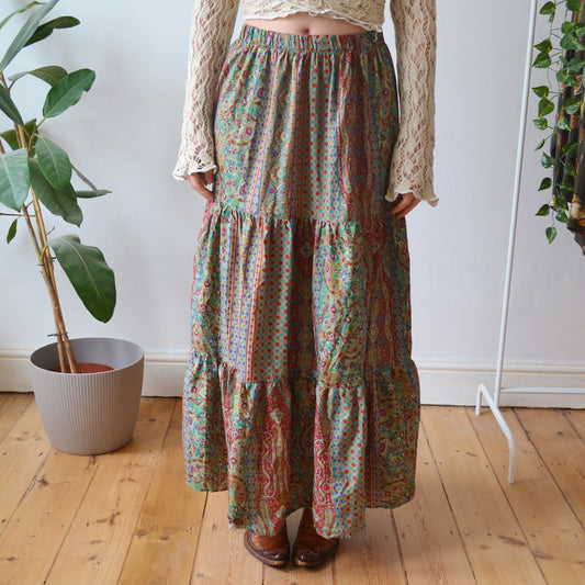 Vintage Paisley Maxi Skirt M