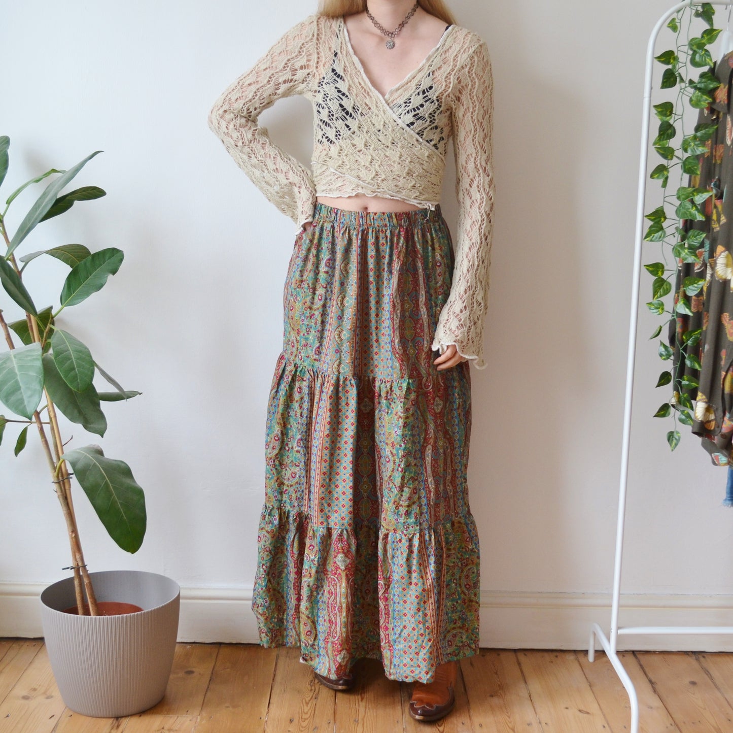 Vintage Paisley Maxi Skirt M