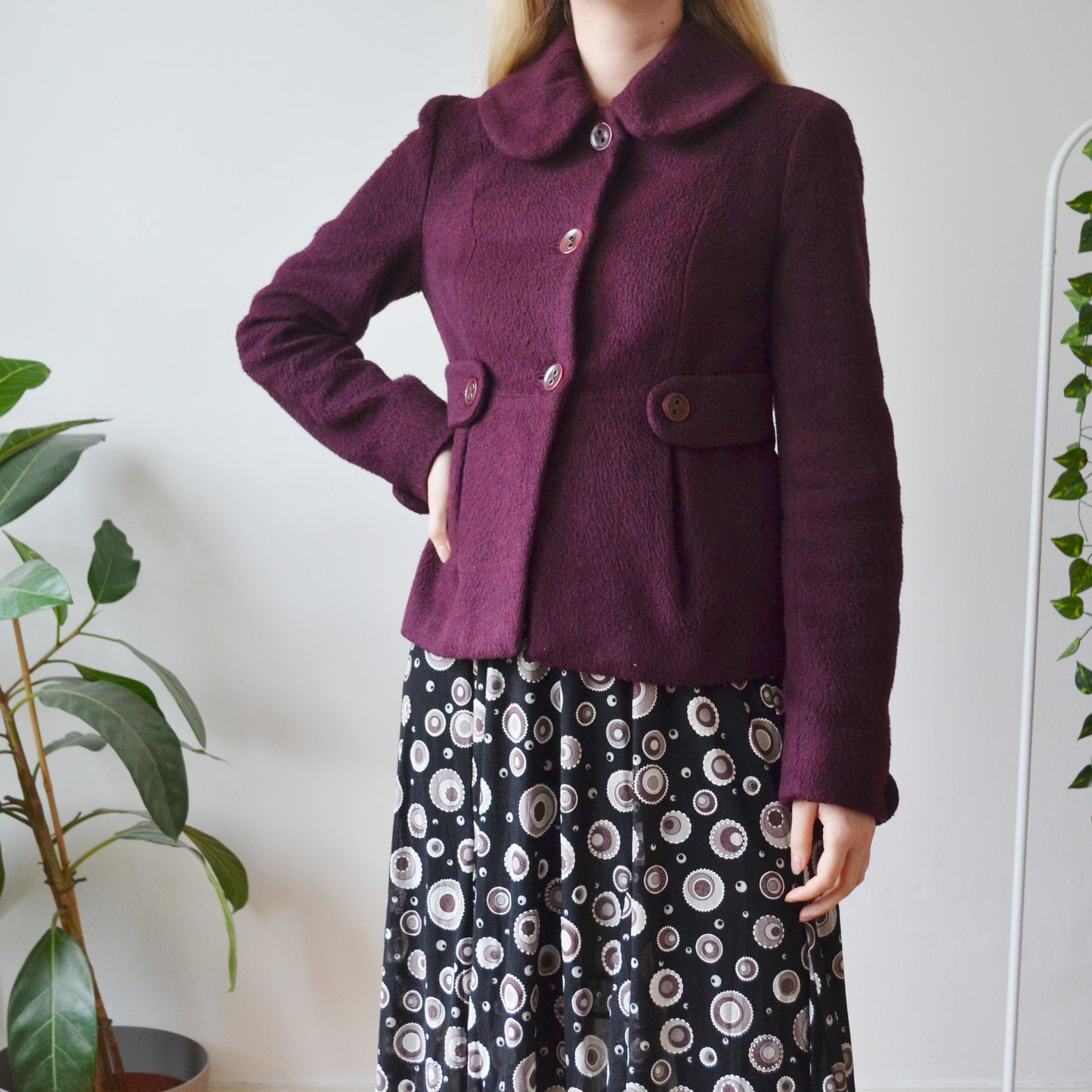 Plum pea coat uk 10