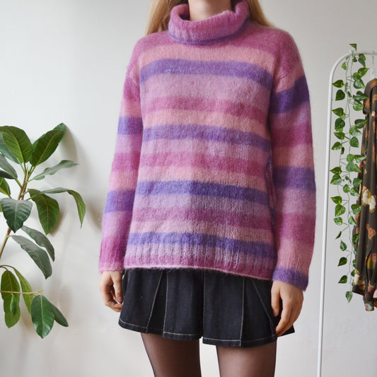 Vintage Pastel Stripe Roll Neck