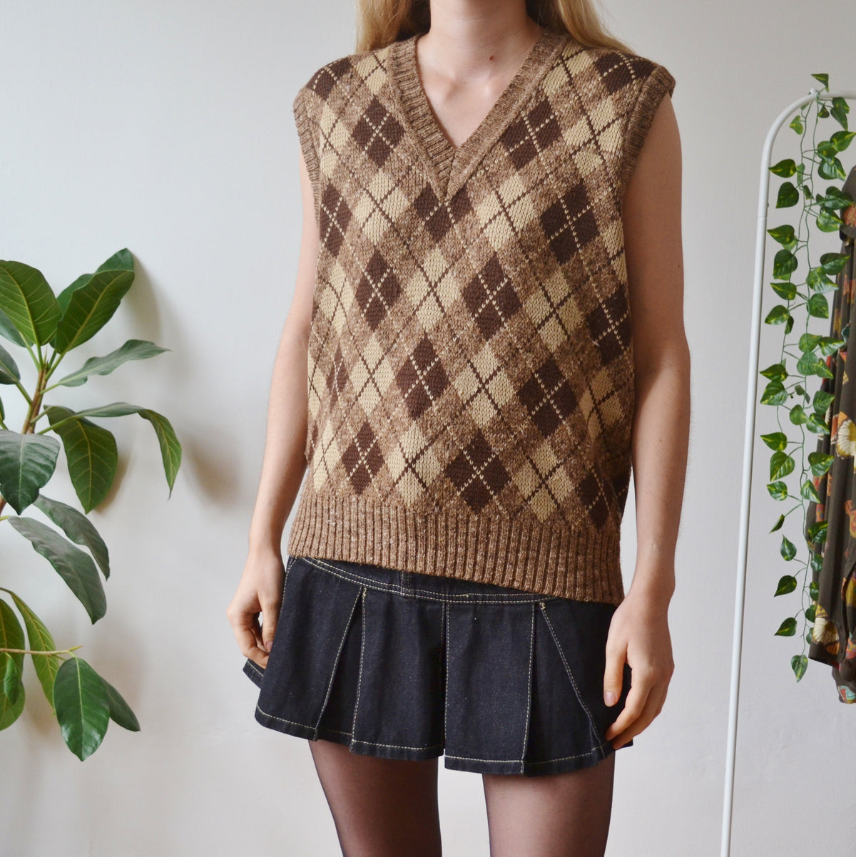 Vintage Argyle Vest M