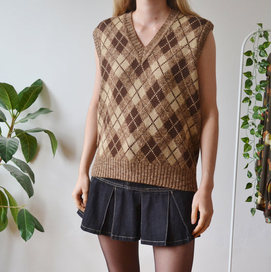 Vintage Argyle Vest M