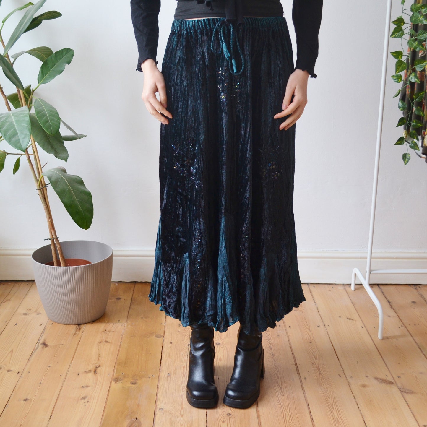 Vintage Velvet Maxi Skirt M
