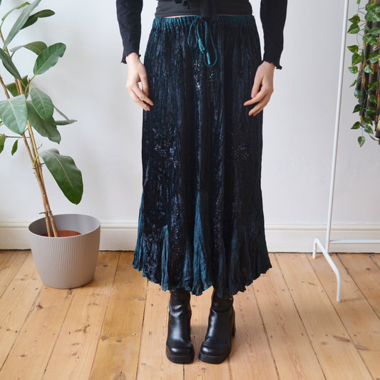 Vintage Velvet Maxi Skirt M