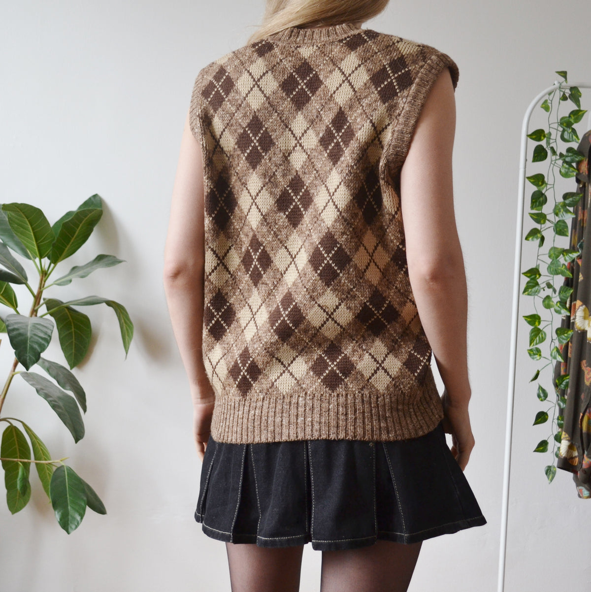 Vintage Argyle Vest M