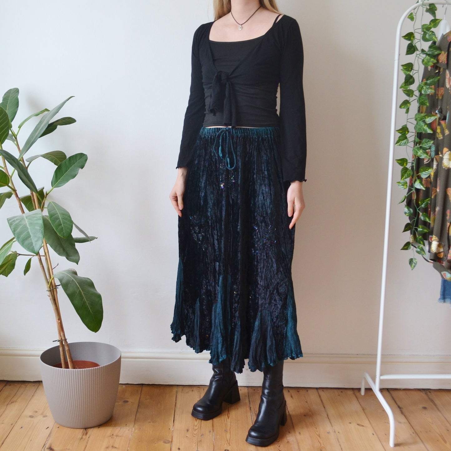 Vintage Velvet Maxi Skirt M