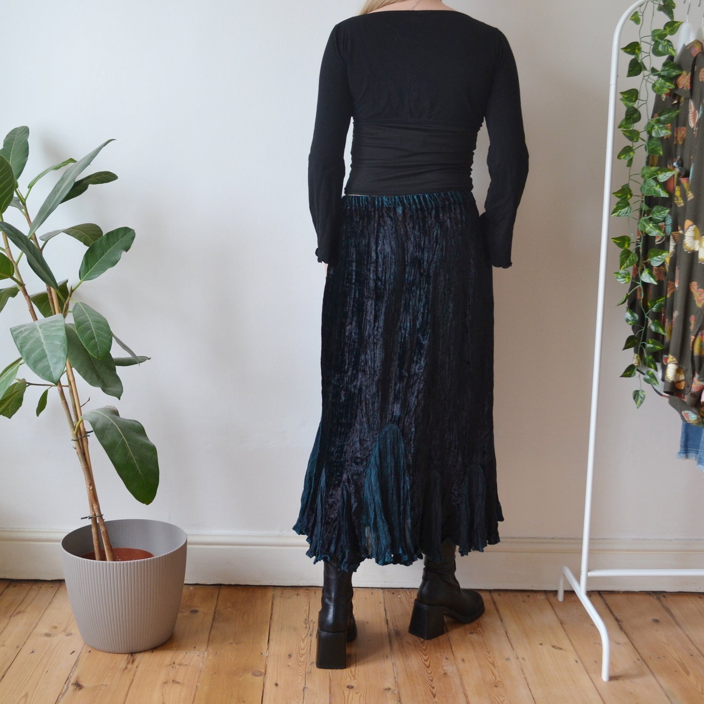 Vintage Velvet Maxi Skirt M