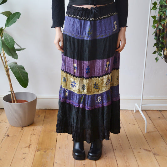 Vintage Embroidered Maxi Skirt XL