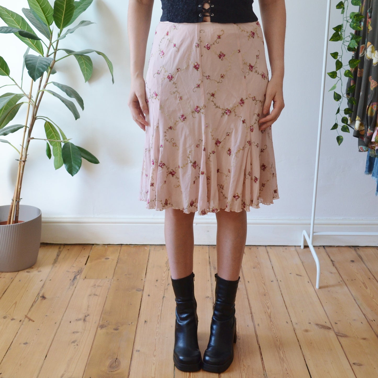 Vintage Rose Midi Skirt M