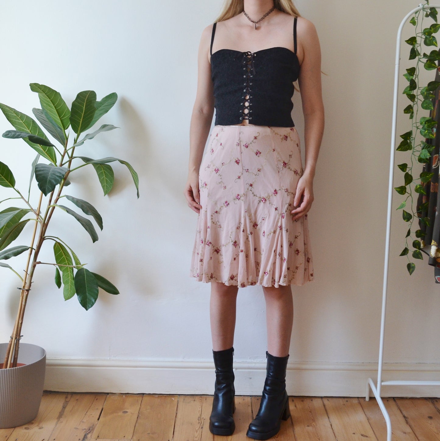 Vintage Rose Midi Skirt M