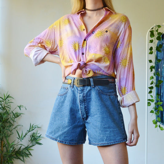 Mid wash denim shorts uk 10