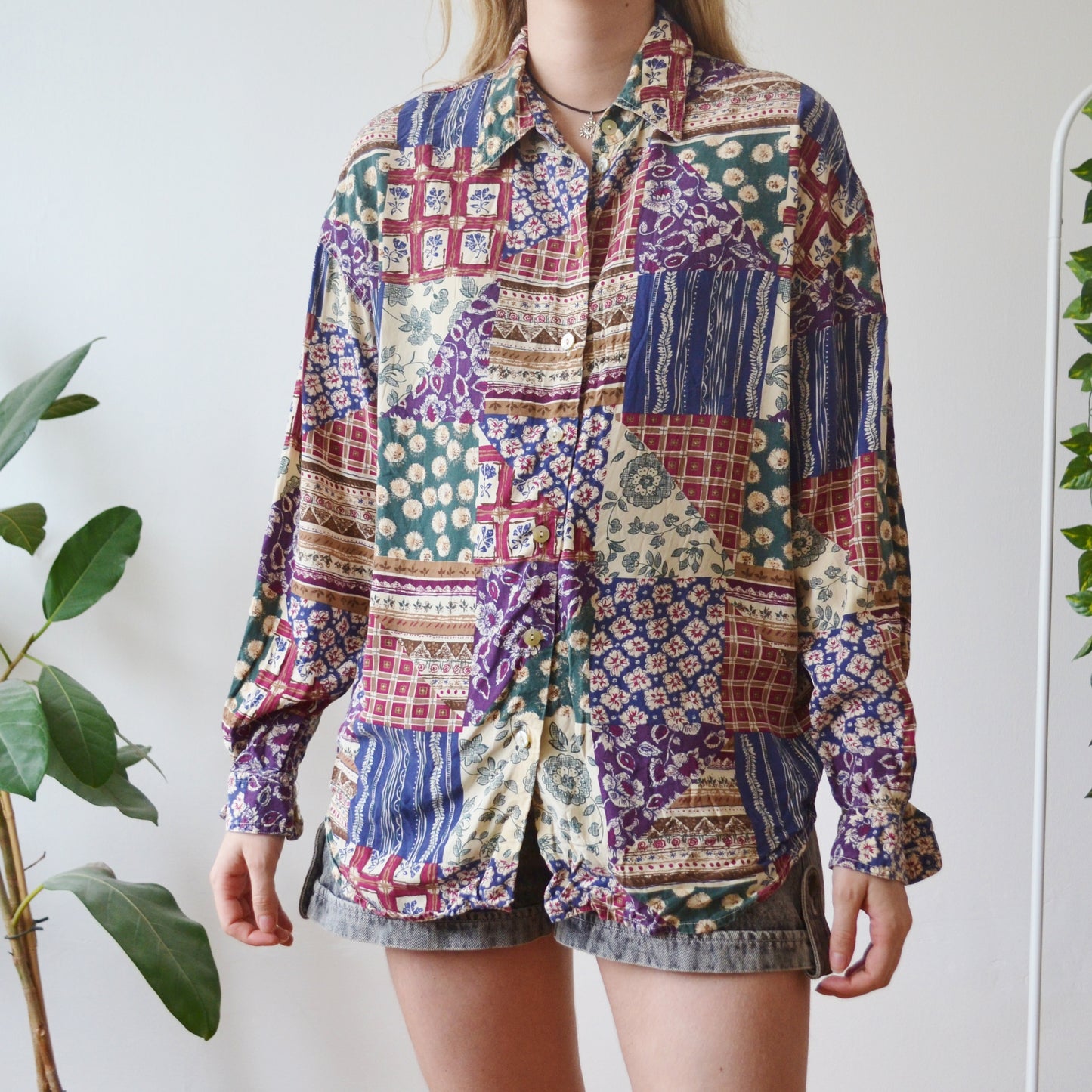 Vintage Patchwork Shirt L