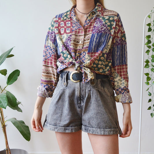 Vintage Patchwork Shirt L