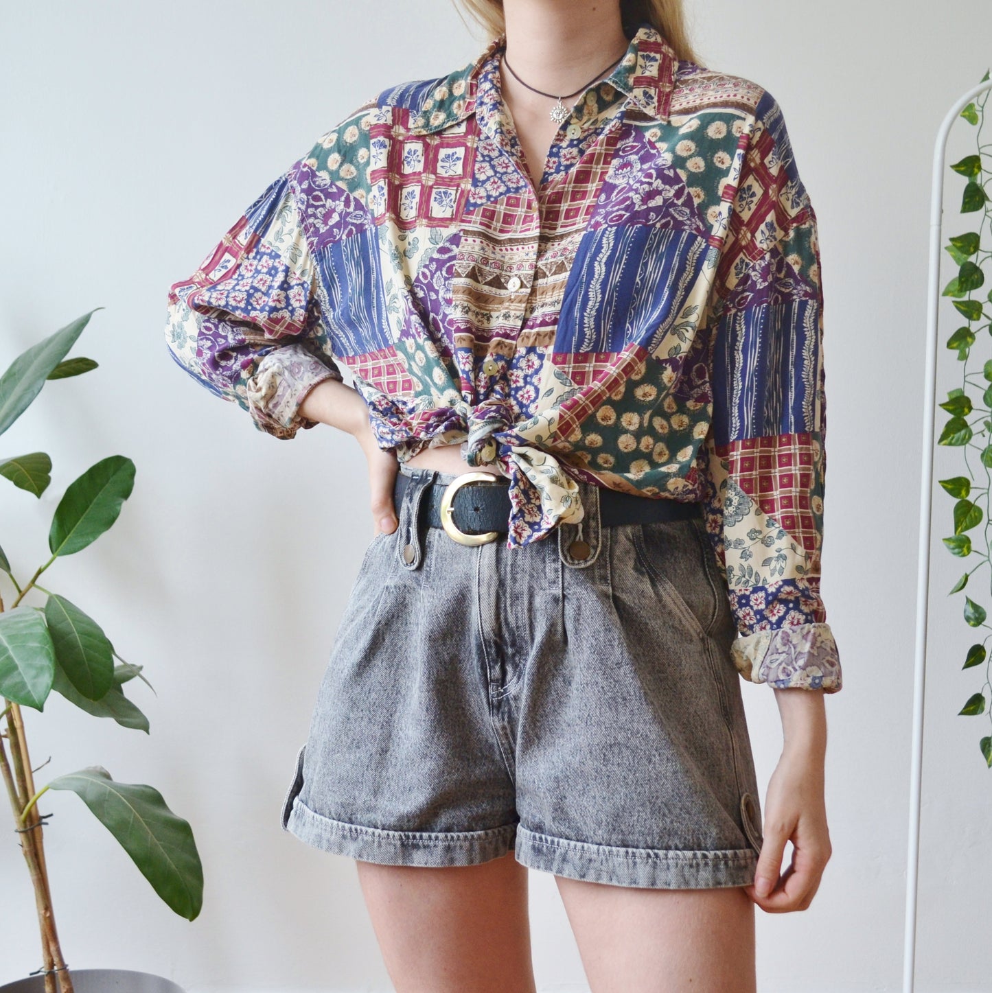 Vintage Patchwork Shirt L