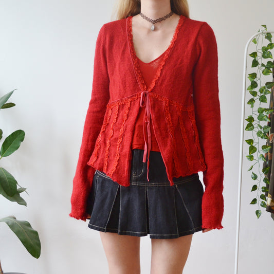 Vintage Red Cardigan Top M