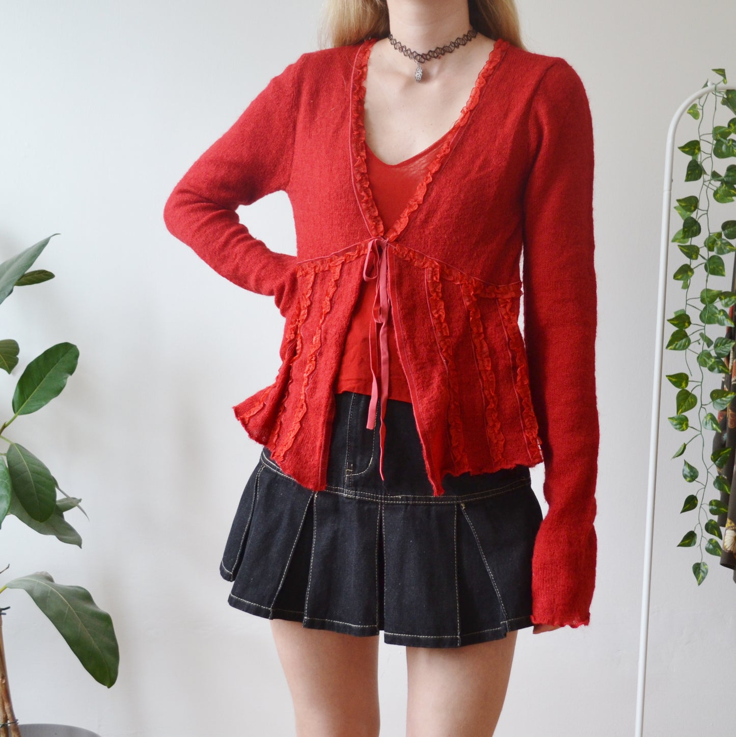 Vintage Red Cardigan Top M