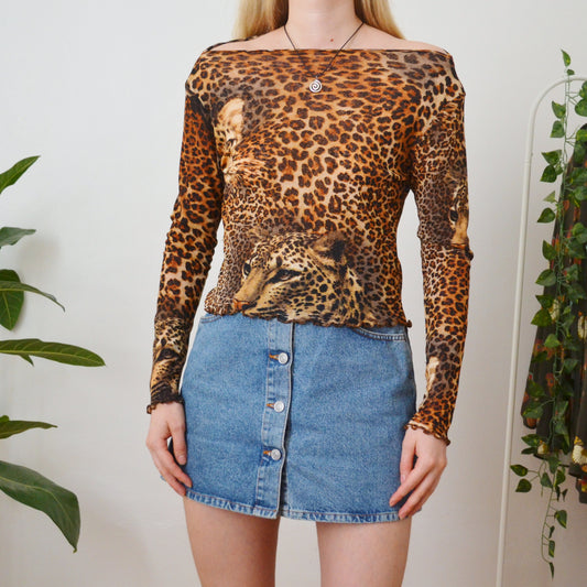 Leopard mesh top M