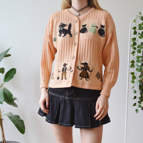 Vintage Cat Cardigan M