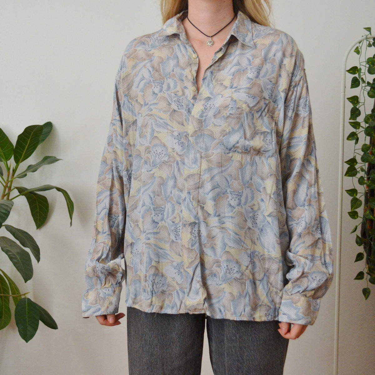 Vintage Abstract Floral Shirt L