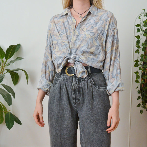 Vintage Abstract Floral Shirt L