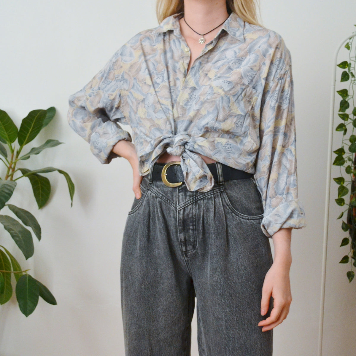 Vintage Abstract Floral Shirt L