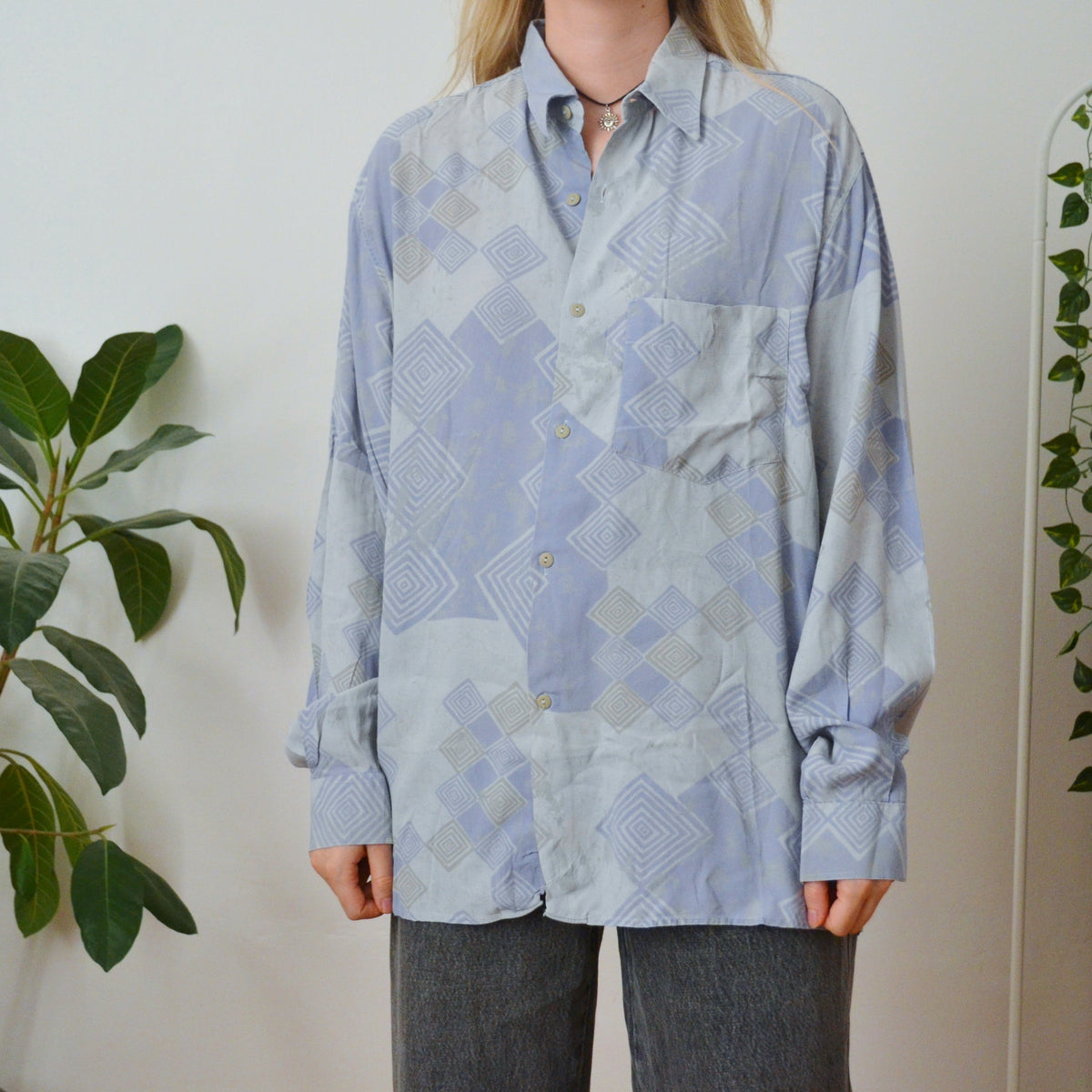 Vintage Blue Abstract Shirt L